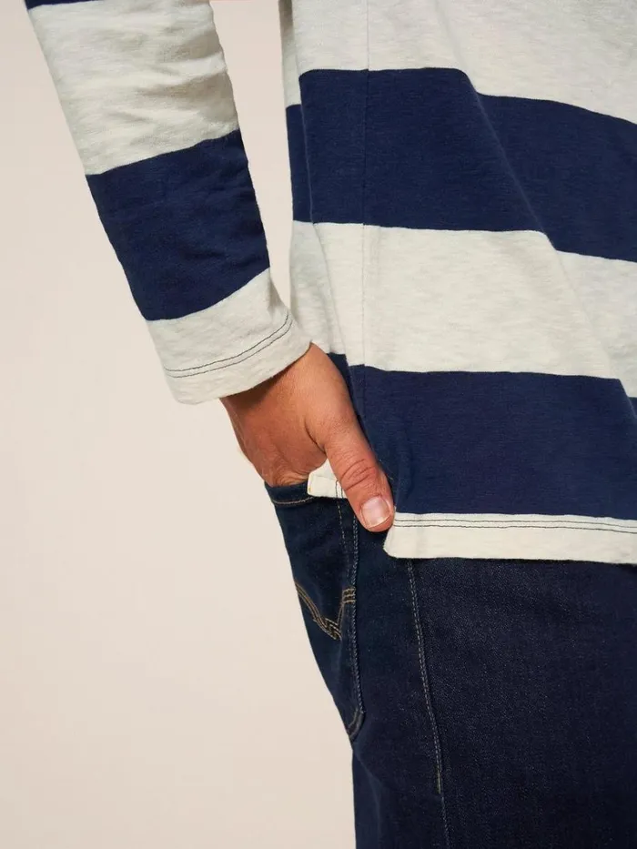 White Stuff POLO SHIRTS Block Stripe LS Polo Ivory Multi 8211 Men White Stuff POLO SHIRTS Block Stripe LS Polo Ivory Multi 8211 Men