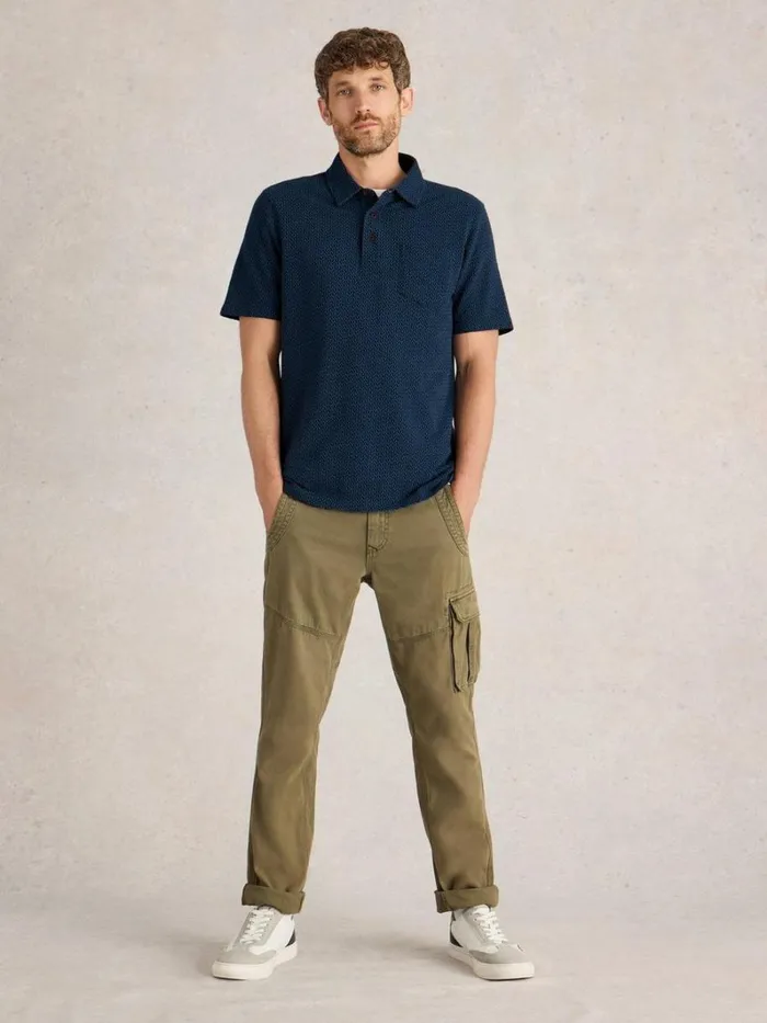 White Stuff POLO SHIRTS Jacquard Polo Dark Navy 8211 Men