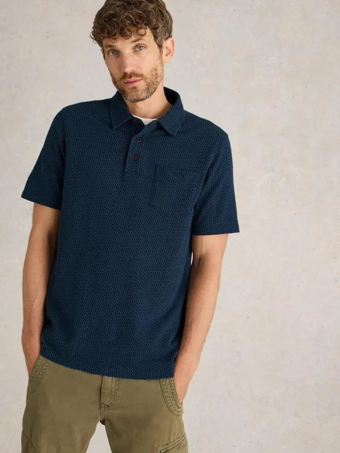 White Stuff POLO SHIRTS Jacquard Polo Dark Navy 8211 Men