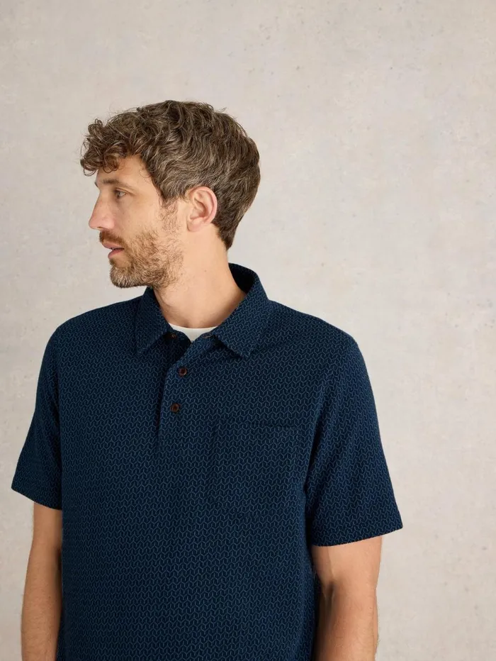 White Stuff POLO SHIRTS Jacquard Polo Dark Navy 8211 Men
