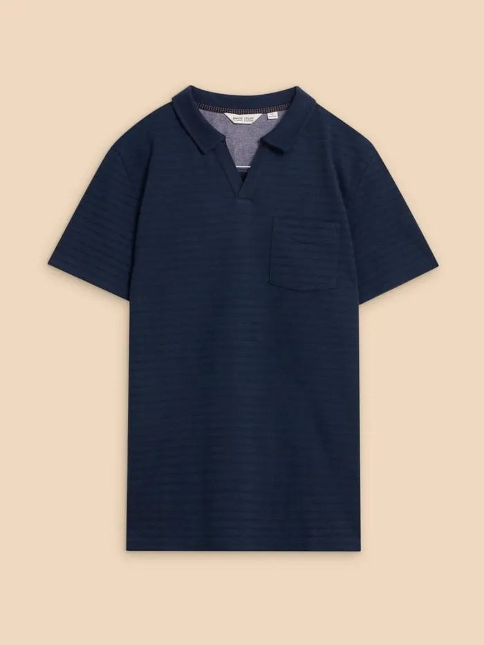 White Stuff POLO SHIRTS Textured Open Collar Polo Dark Navy 8211 Men White Stuff POLO SHIRTS Textured Open Collar Polo Dark Navy 8211 Men