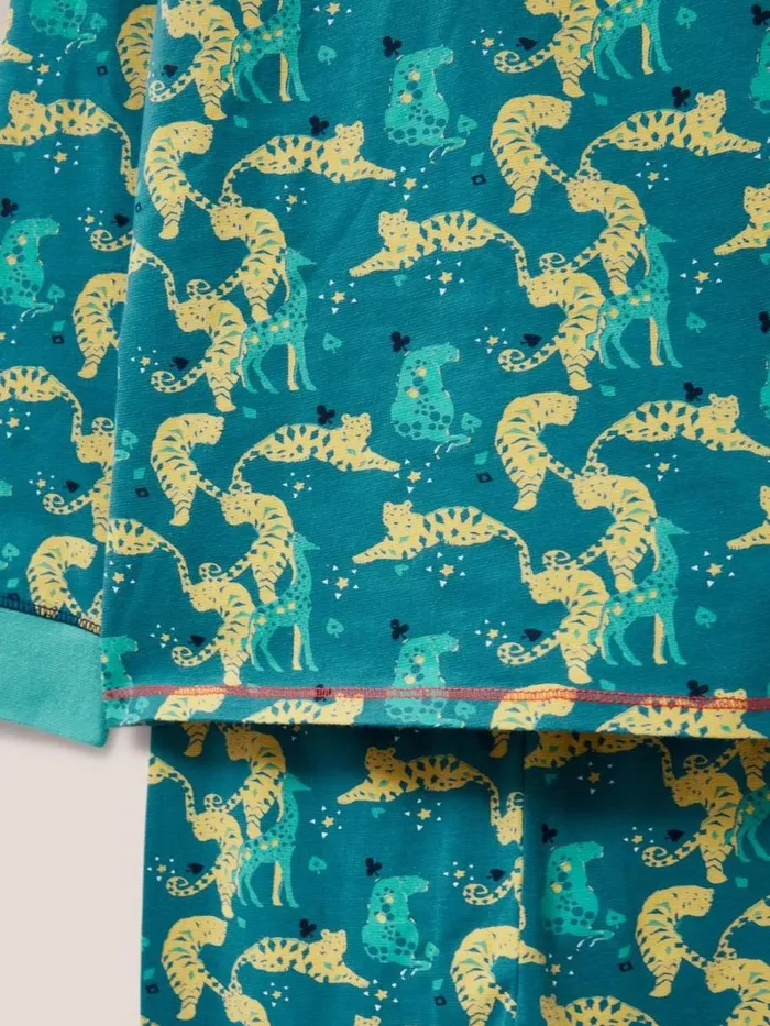 White Stuff PYJAMAS Tiger Printed PJ Set Teal Print 8211 Kids