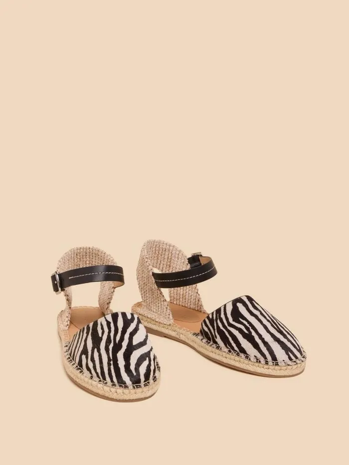 White Stuff SANDALS Buttercup Leather Espadrille Black Print 8211 Women