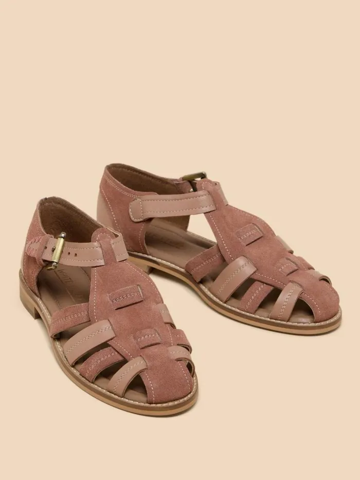 White Stuff SANDALS Floral Leather Fisherman Shoe Light Pink 8211 Women