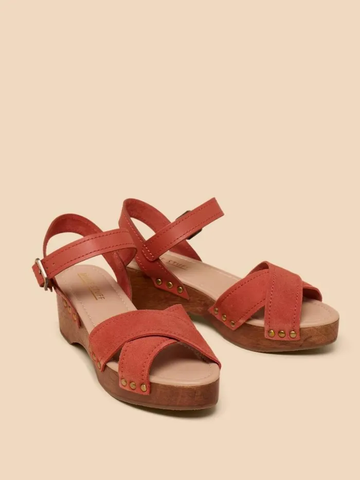 White Stuff SANDALS Gerainiam Leather Low Clog Mid Orange 8211 Women