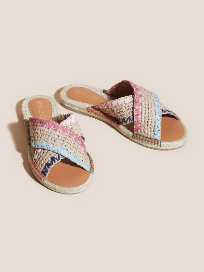 White Stuff SANDALS Jacquard Espadrille Mule Natural Multi 8211 Women