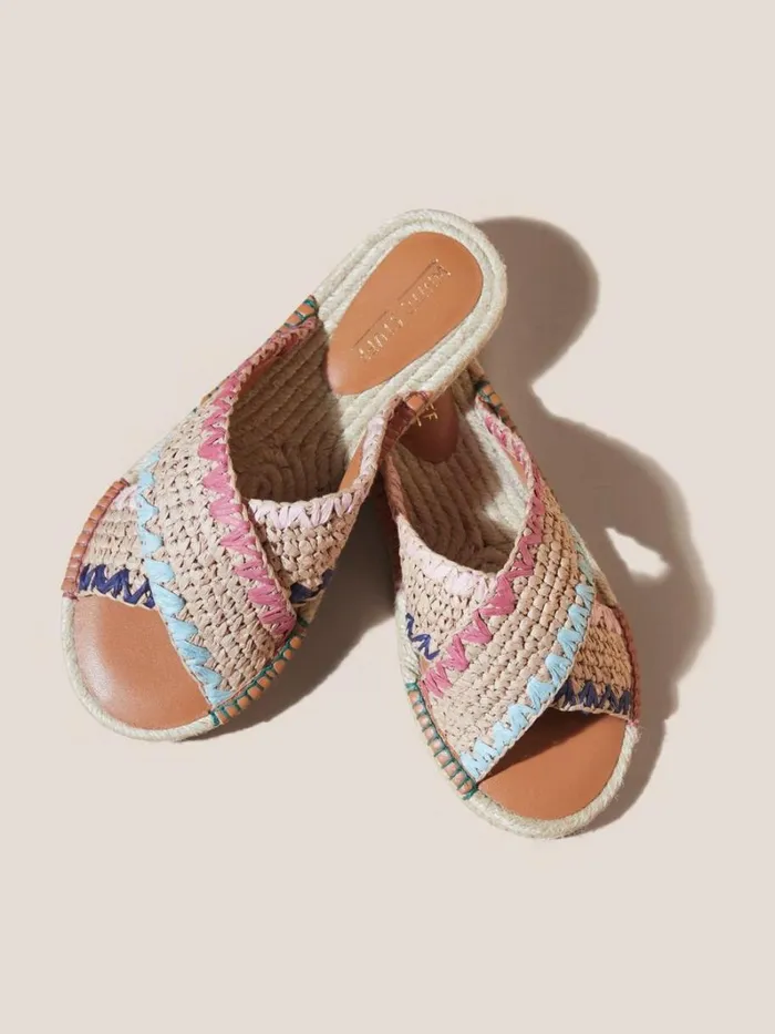 White Stuff SANDALS Jacquard Espadrille Mule Natural Multi 8211 Women White Stuff SANDALS Jacquard Espadrille Mule Natural Multi 8211 Women