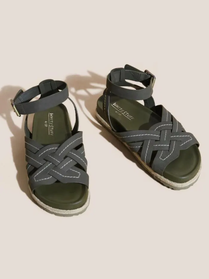 White Stuff SANDALS Weave Footbed Sandal Khaki Green 8211 Women