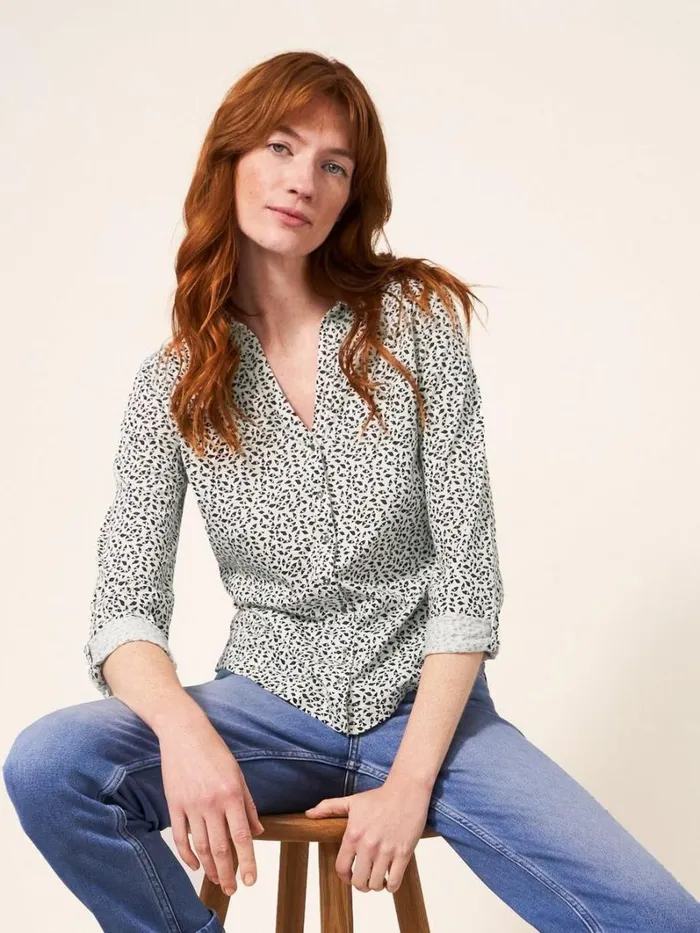 White Stuff SHIRTS and BLOUSES Annie Cotton Jersey Shirt Ivory Multi 8211 Women White Stuff SHIRTS and BLOUSES Annie Cotton Jersey Shirt Ivory Multi 8211 Women