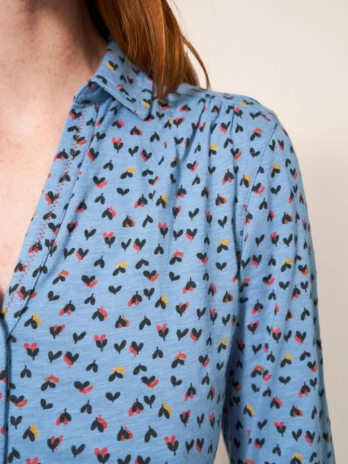 White Stuff SHIRTS and BLOUSES Annie Cotton Jersey Shirt Teal Multi 8211 Women
