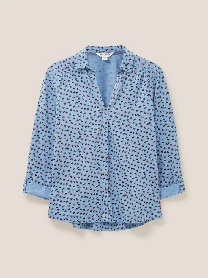 White Stuff SHIRTS and BLOUSES Annie Cotton Jersey Shirt Teal Multi 8211 Women