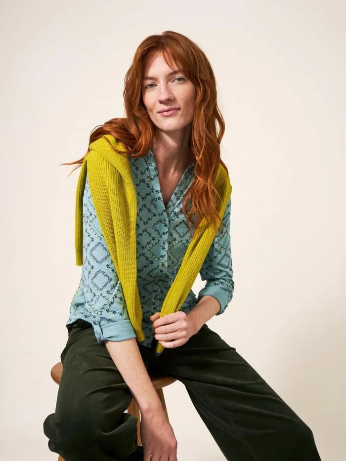 White Stuff SHIRTS and BLOUSES Annie Cotton Jersey Shirt Teal Print 8211 Women White Stuff SHIRTS and BLOUSES Annie Cotton Jersey Shirt Teal Print 8211 Women