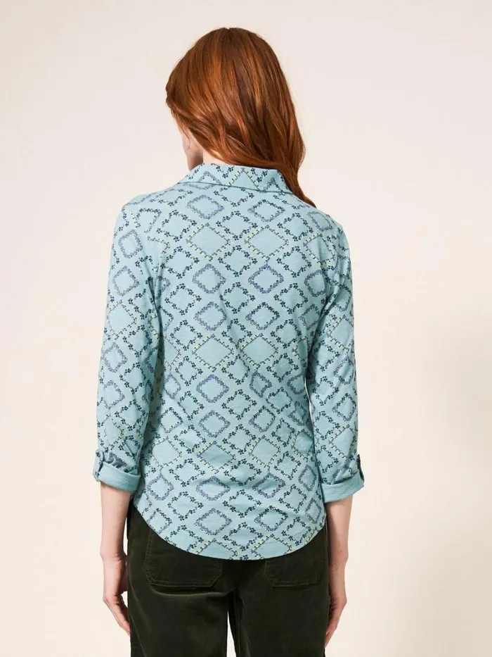 White Stuff SHIRTS and BLOUSES Annie Cotton Jersey Shirt Teal Print 8211 Women White Stuff SHIRTS and BLOUSES Annie Cotton Jersey Shirt Teal Print 8211 Women