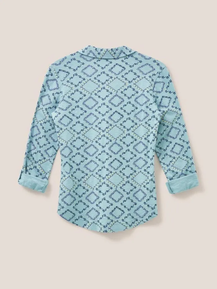 White Stuff SHIRTS and BLOUSES Annie Cotton Jersey Shirt Teal Print 8211 Women White Stuff SHIRTS and BLOUSES Annie Cotton Jersey Shirt Teal Print 8211 Women