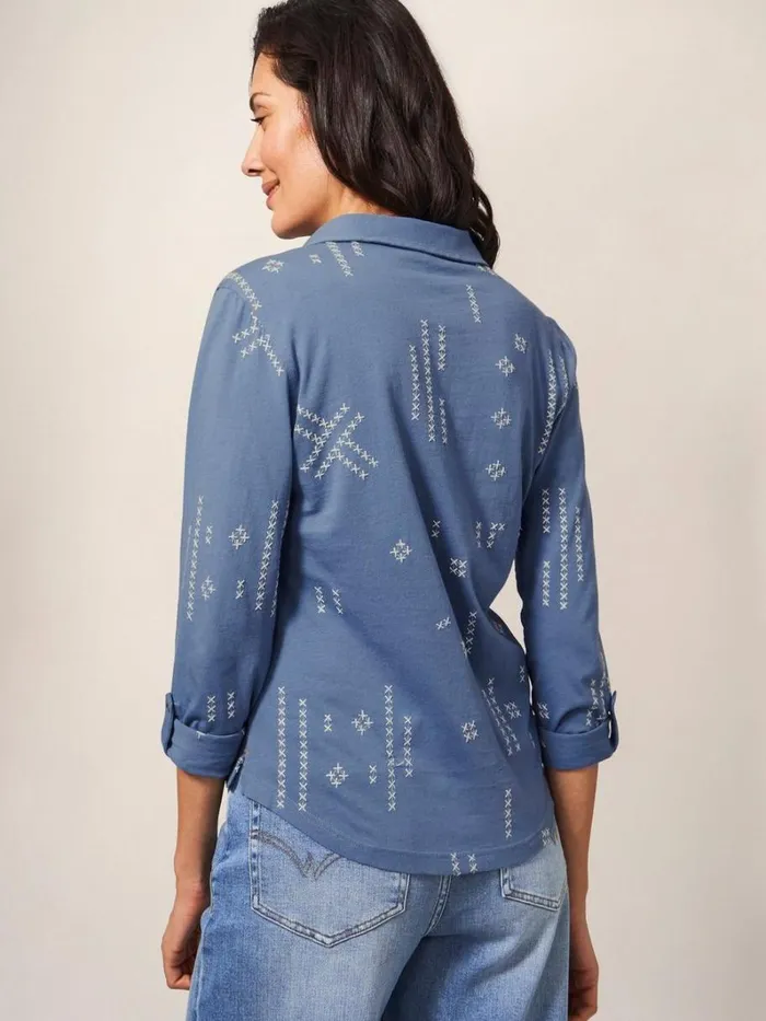 White Stuff SHIRTS and BLOUSES ANNIE EMBROIDERED JERSEY SHIRT Blue Multi 8211 Women White Stuff SHIRTS and BLOUSES ANNIE EMBROIDERED JERSEY SHIRT Blue Multi 8211 Women
