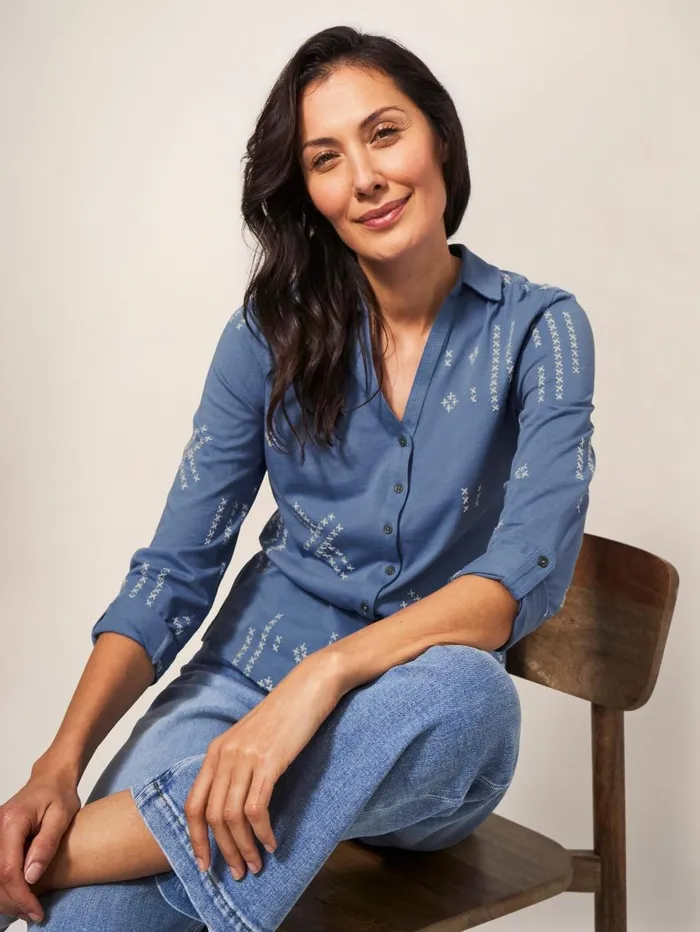 White Stuff SHIRTS and BLOUSES ANNIE EMBROIDERED JERSEY SHIRT Blue Multi 8211 Women White Stuff SHIRTS and BLOUSES ANNIE EMBROIDERED JERSEY SHIRT Blue Multi 8211 Women