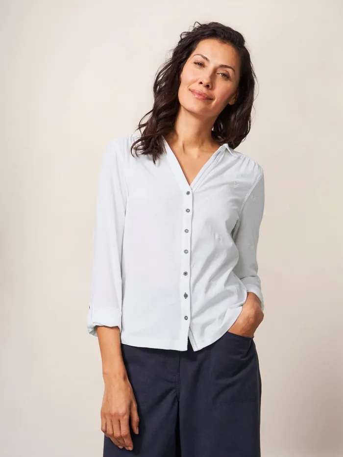 White Stuff SHIRTS and BLOUSES ANNIE EMBROIDERED JERSEY SHIRT Brilliant White 8211 Women White Stuff SHIRTS and BLOUSES ANNIE EMBROIDERED JERSEY SHIRT Brilliant White 8211 Women