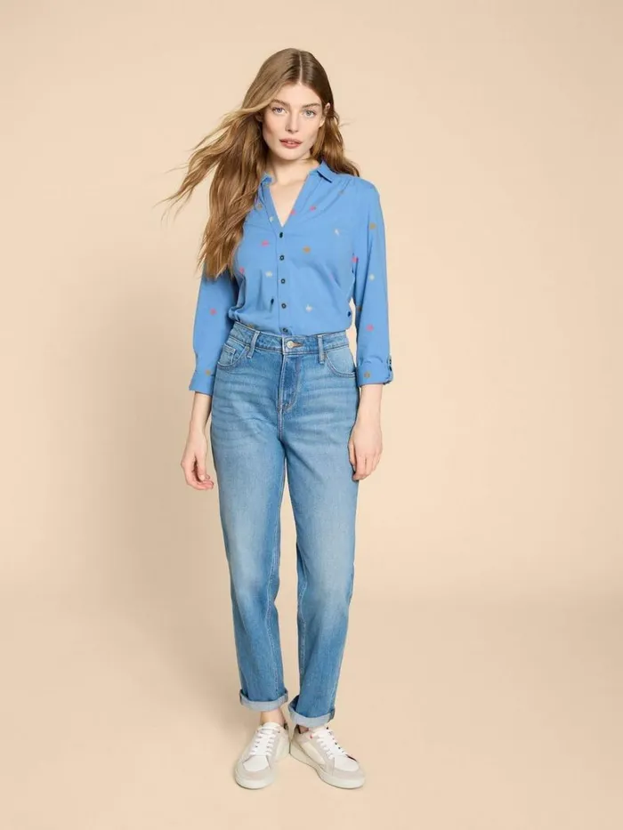 White Stuff SHIRTS and BLOUSES ANNIE JERSEY EMBROIDERED SHIRT Blue Multi 8211 Women White Stuff SHIRTS and BLOUSES ANNIE JERSEY EMBROIDERED SHIRT Blue Multi 8211 Women