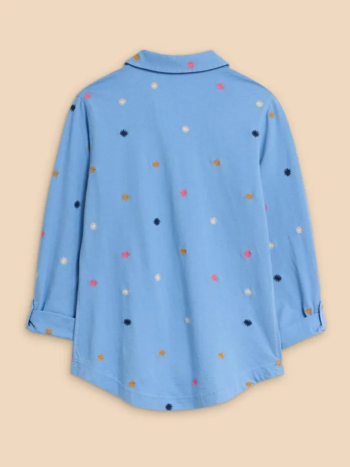 White Stuff SHIRTS and BLOUSES ANNIE JERSEY EMBROIDERED SHIRT Blue Multi 8211 Women