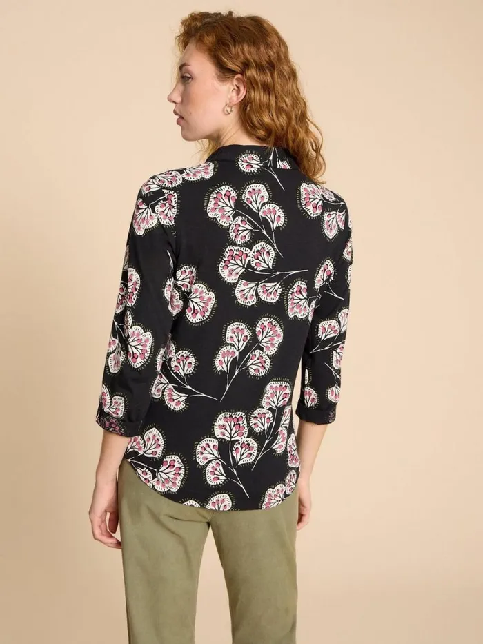 White Stuff SHIRTS and BLOUSES ANNIE JERSEY PRINT SHIRT Black Print 8211 Women