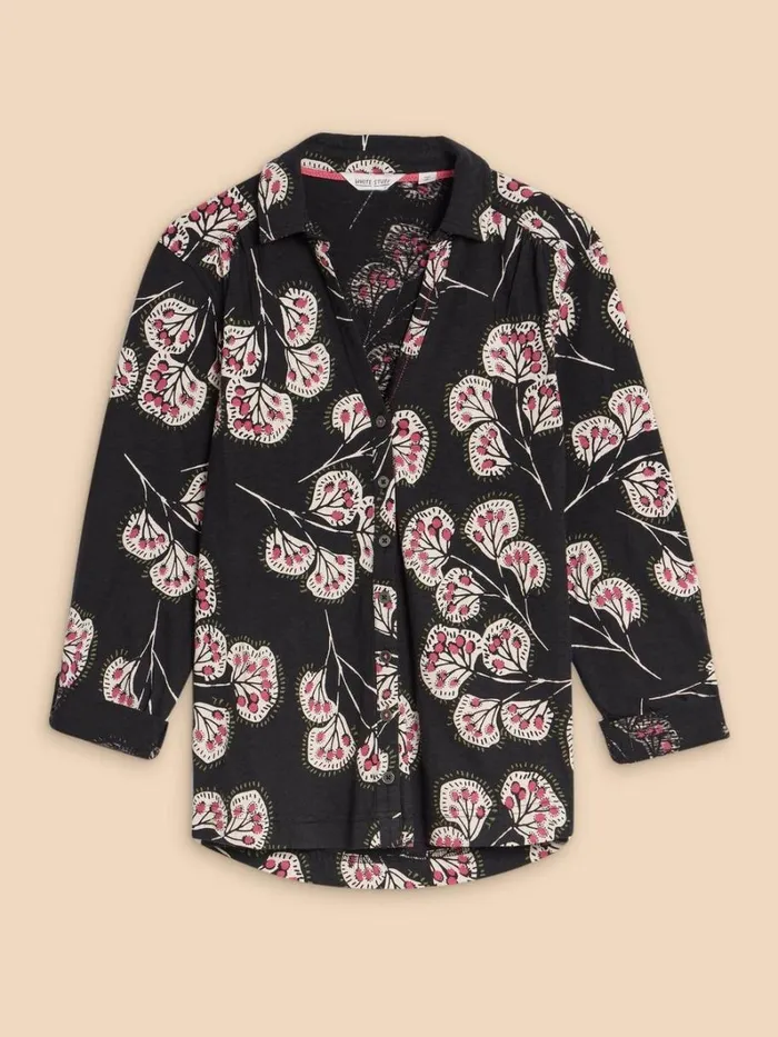 White Stuff SHIRTS and BLOUSES ANNIE JERSEY PRINT SHIRT Black Print 8211 Women