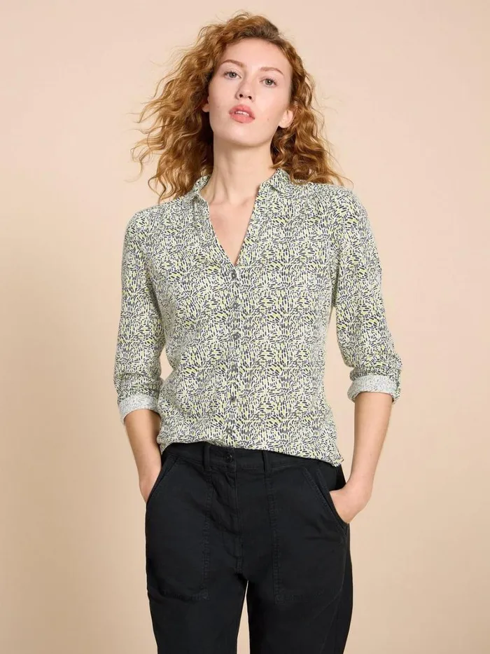 White Stuff SHIRTS and BLOUSES ANNIE JERSEY PRINT SHIRT Ivory Print 8211 Women