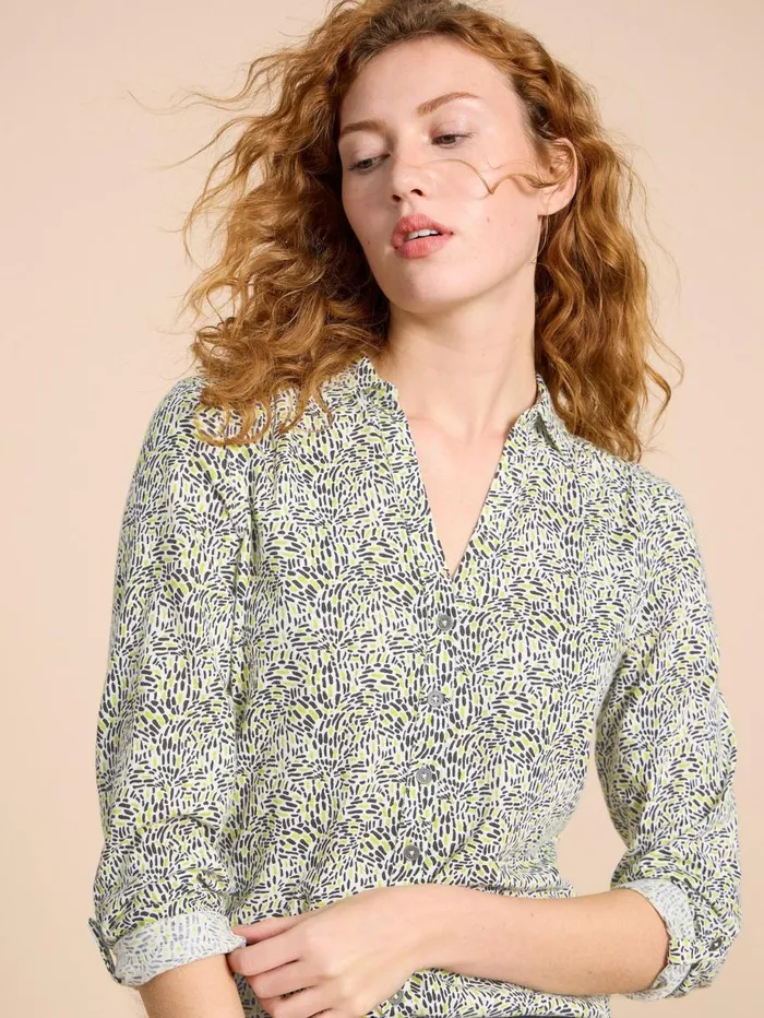 White Stuff SHIRTS and BLOUSES ANNIE JERSEY PRINT SHIRT Ivory Print 8211 Women
