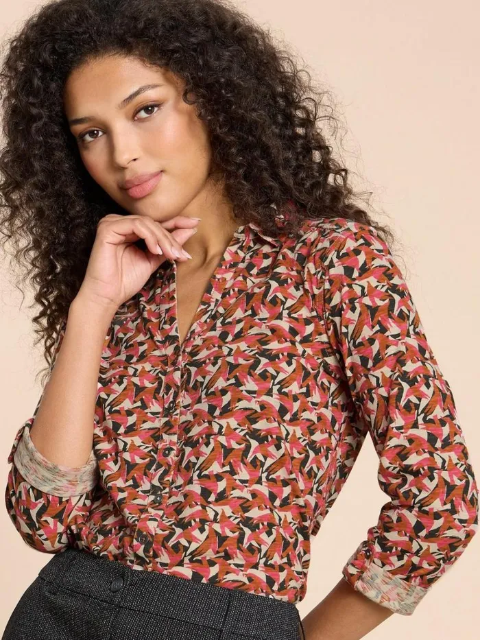 White Stuff SHIRTS and BLOUSES ANNIE JERSEY PRINT SHIRT Pink Print 8211 Women