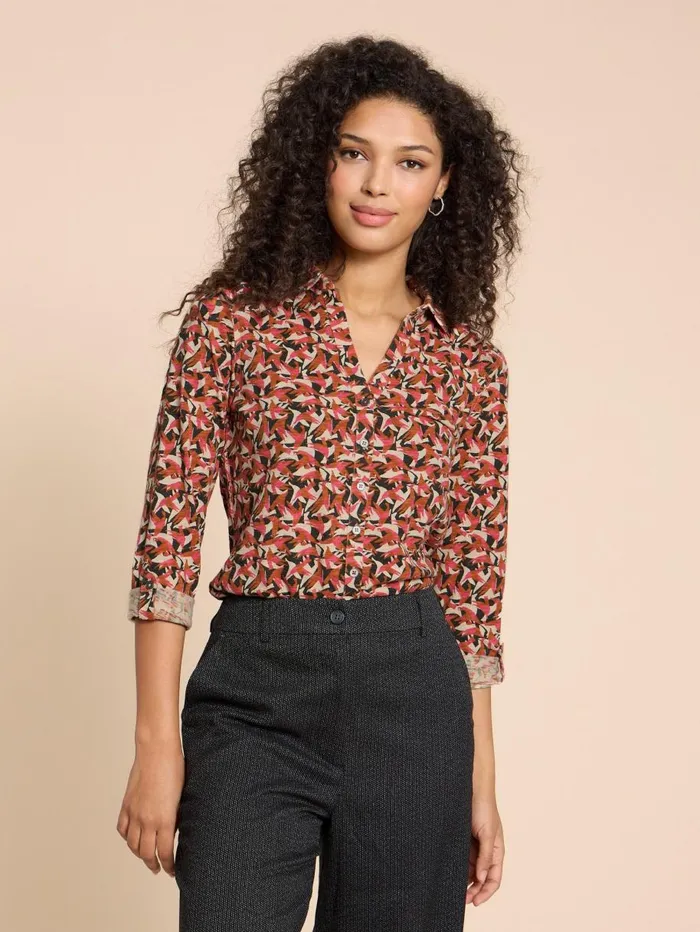 White Stuff SHIRTS and BLOUSES ANNIE JERSEY PRINT SHIRT Pink Print 8211 Women