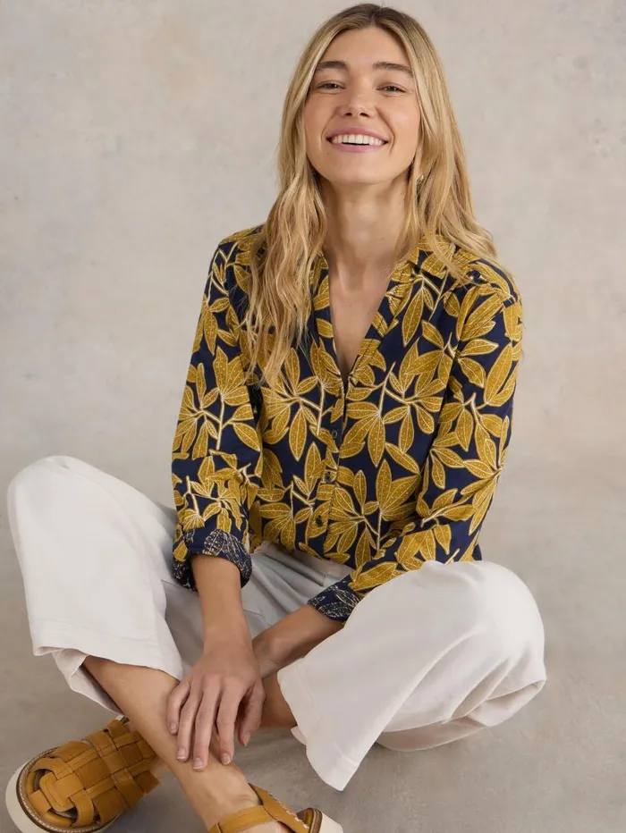 White Stuff SHIRTS and BLOUSES ANNIE LONG SLEEVE PRINTED SHIRT Navy Print 8211 Women