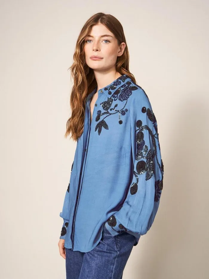 White Stuff SHIRTS and BLOUSES Arden Sequin Shirt Blue Multi 8211 Women White Stuff SHIRTS and BLOUSES Arden Sequin Shirt Blue Multi 8211 Women