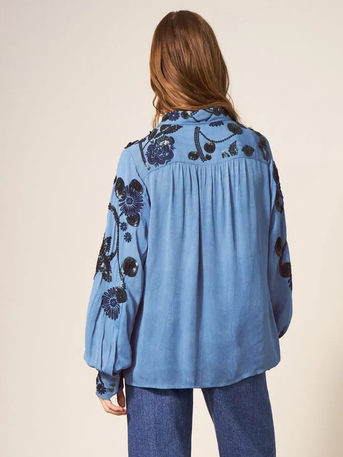 White Stuff SHIRTS and BLOUSES Arden Sequin Shirt Blue Multi 8211 Women White Stuff SHIRTS and BLOUSES Arden Sequin Shirt Blue Multi 8211 Women