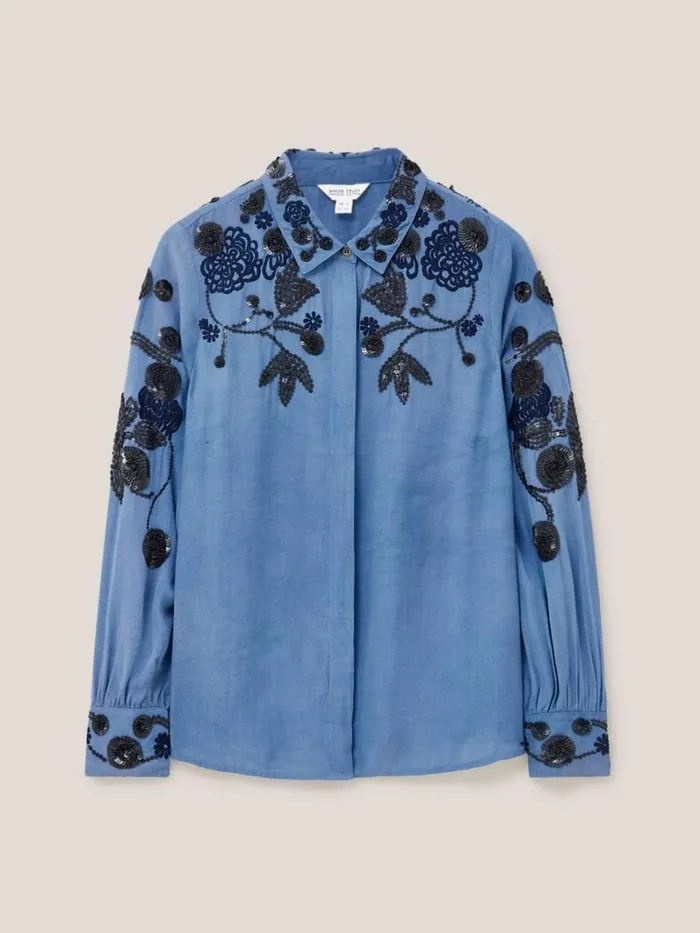 White Stuff SHIRTS and BLOUSES Arden Sequin Shirt Blue Multi 8211 Women White Stuff SHIRTS and BLOUSES Arden Sequin Shirt Blue Multi 8211 Women