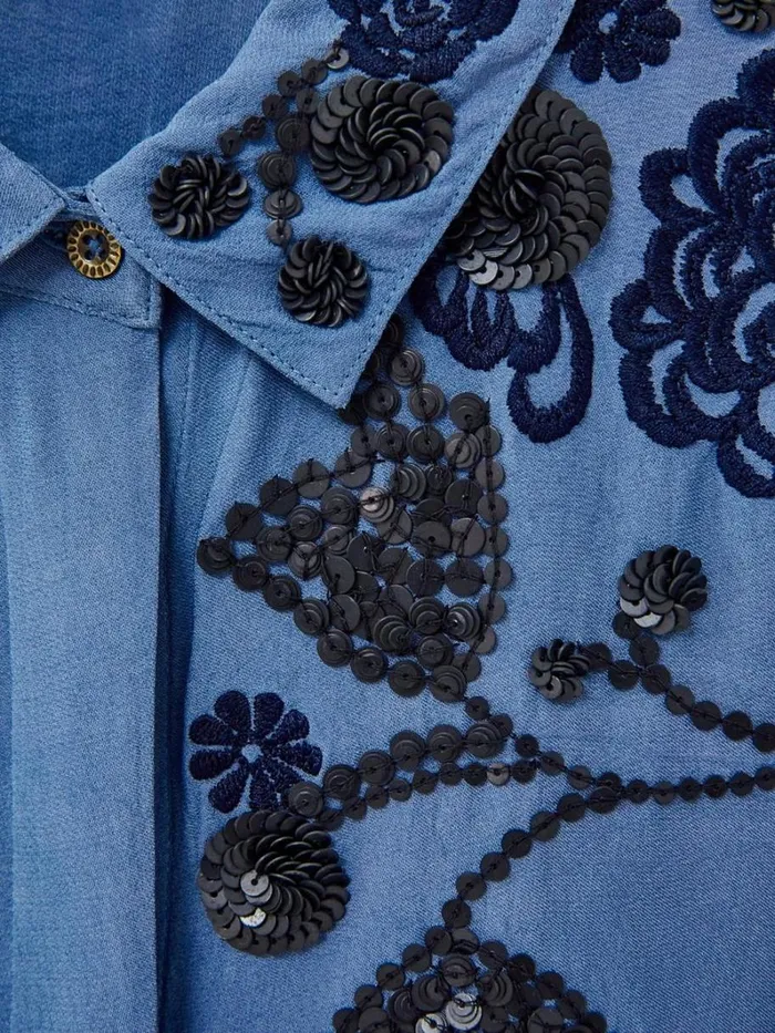 White Stuff SHIRTS and BLOUSES Arden Sequin Shirt Blue Multi 8211 Women White Stuff SHIRTS and BLOUSES Arden Sequin Shirt Blue Multi 8211 Women