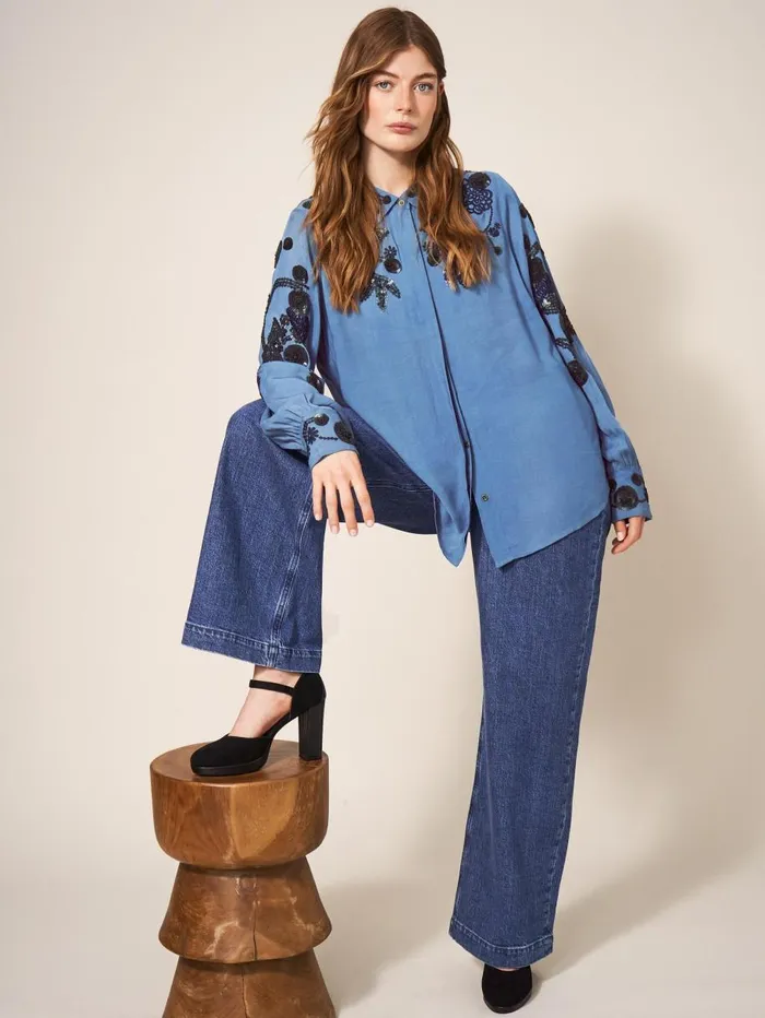 White Stuff SHIRTS and BLOUSES Arden Sequin Shirt Blue Multi 8211 Women White Stuff SHIRTS and BLOUSES Arden Sequin Shirt Blue Multi 8211 Women