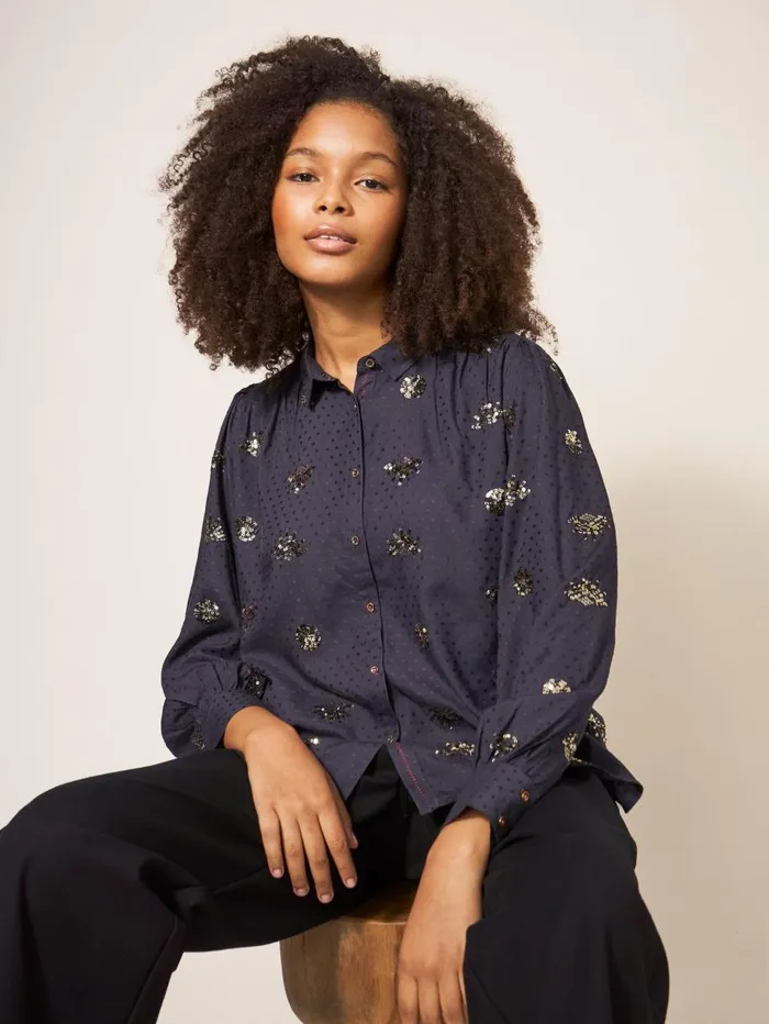White Stuff SHIRTS and BLOUSES Ayla Sequin Shirt Black Multi 8211 Women White Stuff SHIRTS and BLOUSES Ayla Sequin Shirt Black Multi 8211 Women