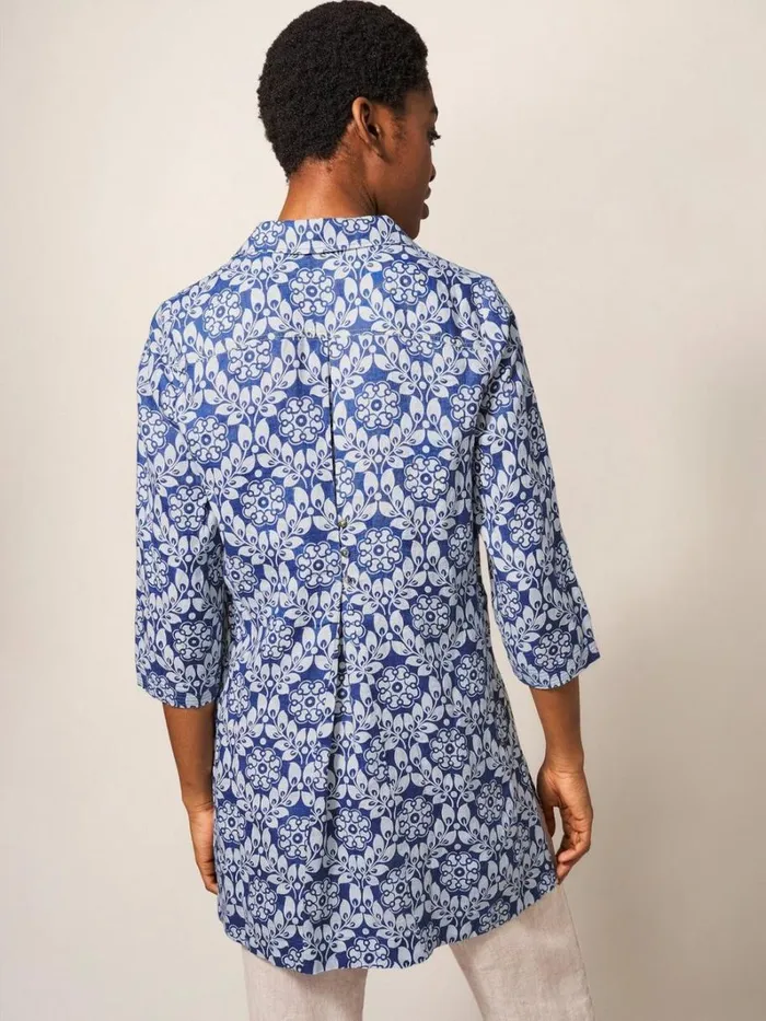 White Stuff SHIRTS and BLOUSES Blaire Linen Versatile Tunic Blue Multi 8211 Women White Stuff SHIRTS and BLOUSES Blaire Linen Versatile Tunic Blue Multi 8211 Women