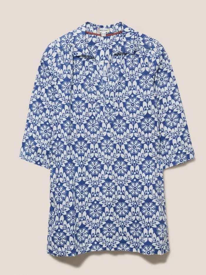 White Stuff SHIRTS and BLOUSES Blaire Linen Versatile Tunic Blue Multi 8211 Women White Stuff SHIRTS and BLOUSES Blaire Linen Versatile Tunic Blue Multi 8211 Women