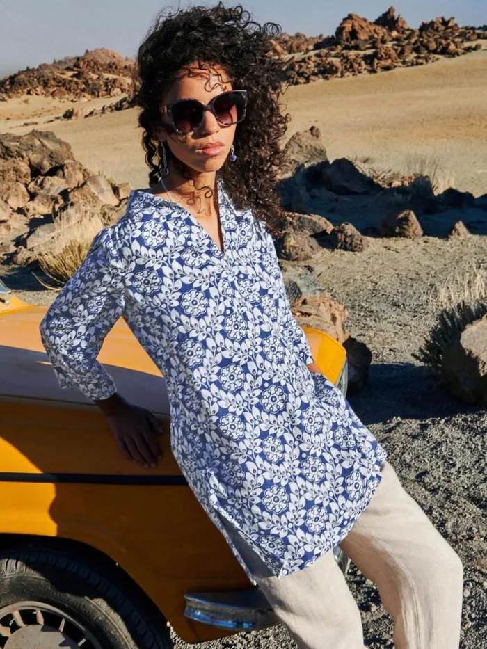 White Stuff SHIRTS and BLOUSES Blaire Linen Versatile Tunic Blue Multi 8211 Women White Stuff SHIRTS and BLOUSES Blaire Linen Versatile Tunic Blue Multi 8211 Women