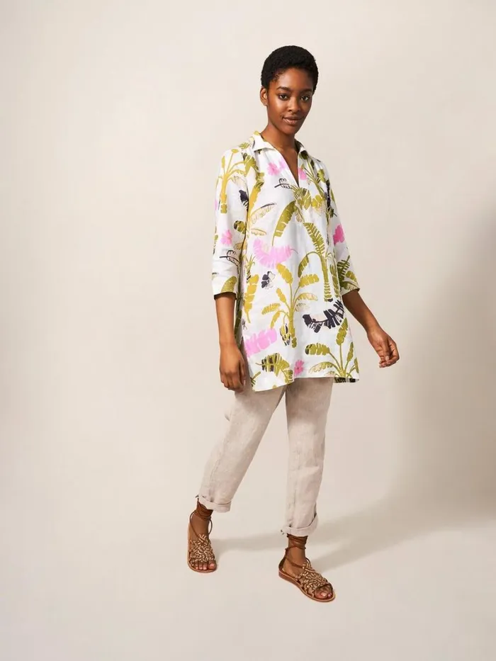 White Stuff SHIRTS and BLOUSES Blaire Linen Versatile Tunic White Multi 8211 Women White Stuff SHIRTS and BLOUSES Blaire Linen Versatile Tunic White Multi 8211 Women