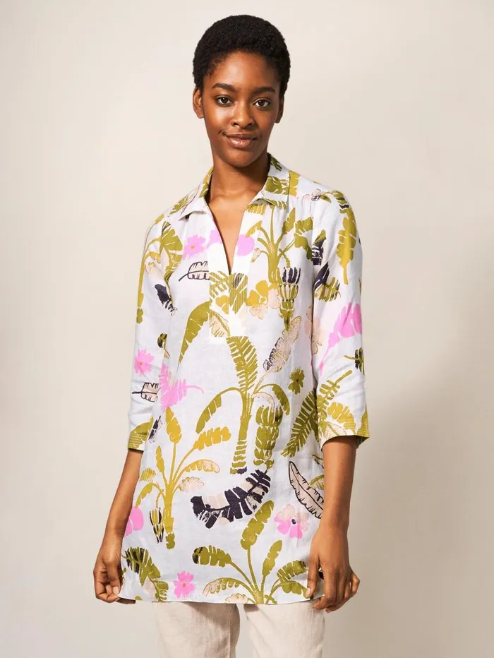 White Stuff SHIRTS and BLOUSES Blaire Linen Versatile Tunic White Multi 8211 Women White Stuff SHIRTS and BLOUSES Blaire Linen Versatile Tunic White Multi 8211 Women