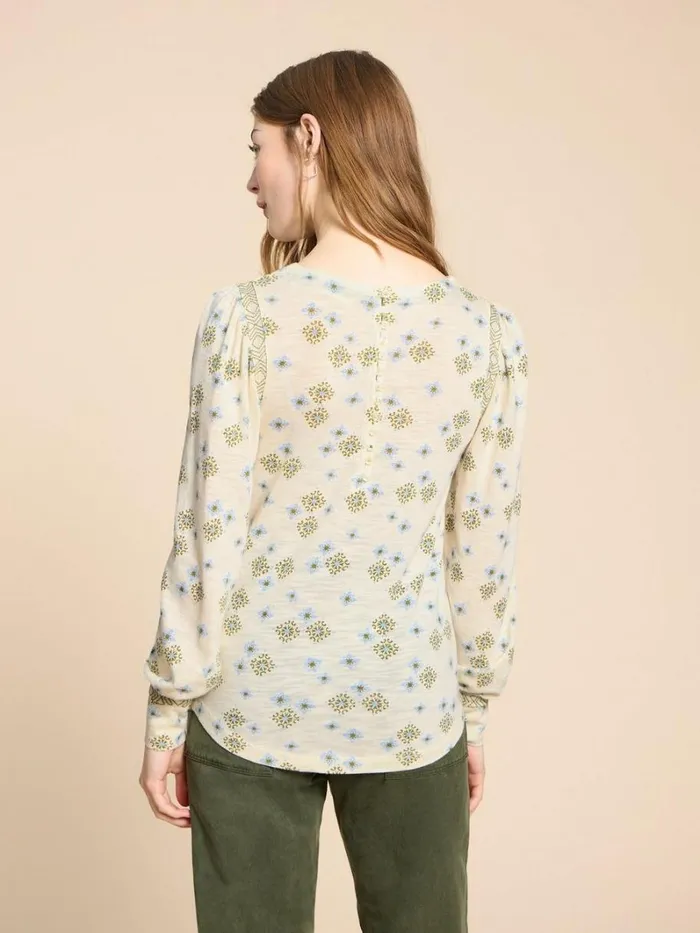 White Stuff SHIRTS and BLOUSES BLAKE PUFF SLEEVE TOP Ivory Multi 8211 Women