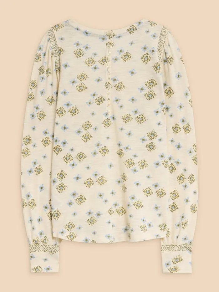 White Stuff SHIRTS and BLOUSES BLAKE PUFF SLEEVE TOP Ivory Multi 8211 Women