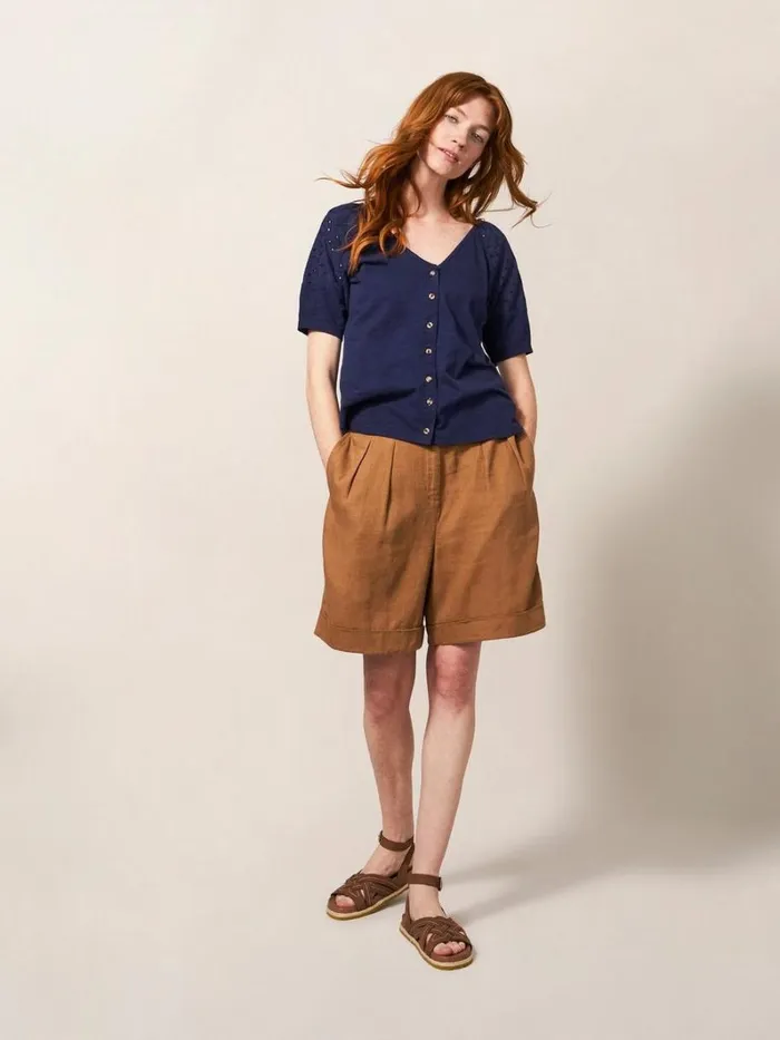 White Stuff SHIRTS and BLOUSES BRODERIE MIX TWO WAY TOP French Navy 8211 Women