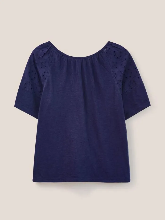 White Stuff SHIRTS and BLOUSES BRODERIE MIX TWO WAY TOP French Navy 8211 Women White Stuff SHIRTS and BLOUSES BRODERIE MIX TWO WAY TOP French Navy 8211 Women