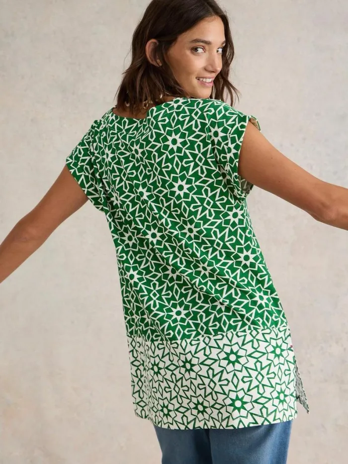 White Stuff SHIRTS and BLOUSES CARRIE COTTON TUNIC Green Print 8211 Women White Stuff SHIRTS and BLOUSES CARRIE COTTON TUNIC Green Print 8211 Women