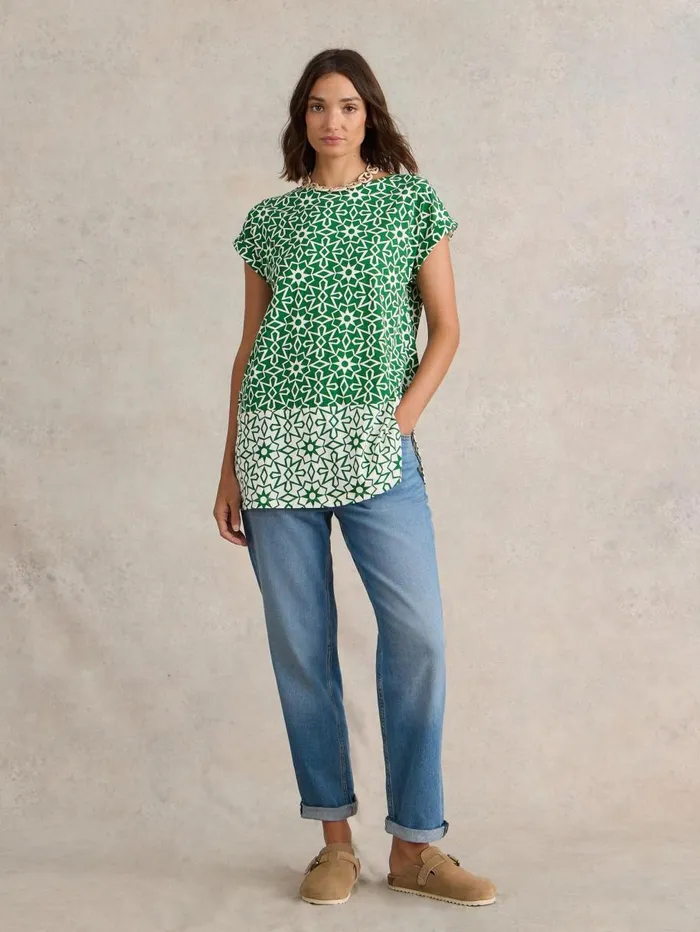 White Stuff SHIRTS and BLOUSES CARRIE COTTON TUNIC Green Print 8211 Women White Stuff SHIRTS and BLOUSES CARRIE COTTON TUNIC Green Print 8211 Women