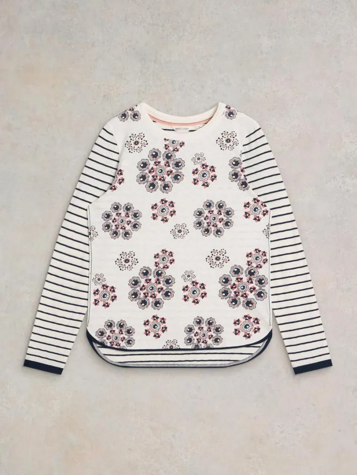 White Stuff SHIRTS and BLOUSES CLARA LONG SLEEVE TEE Natural Print 8211 Women