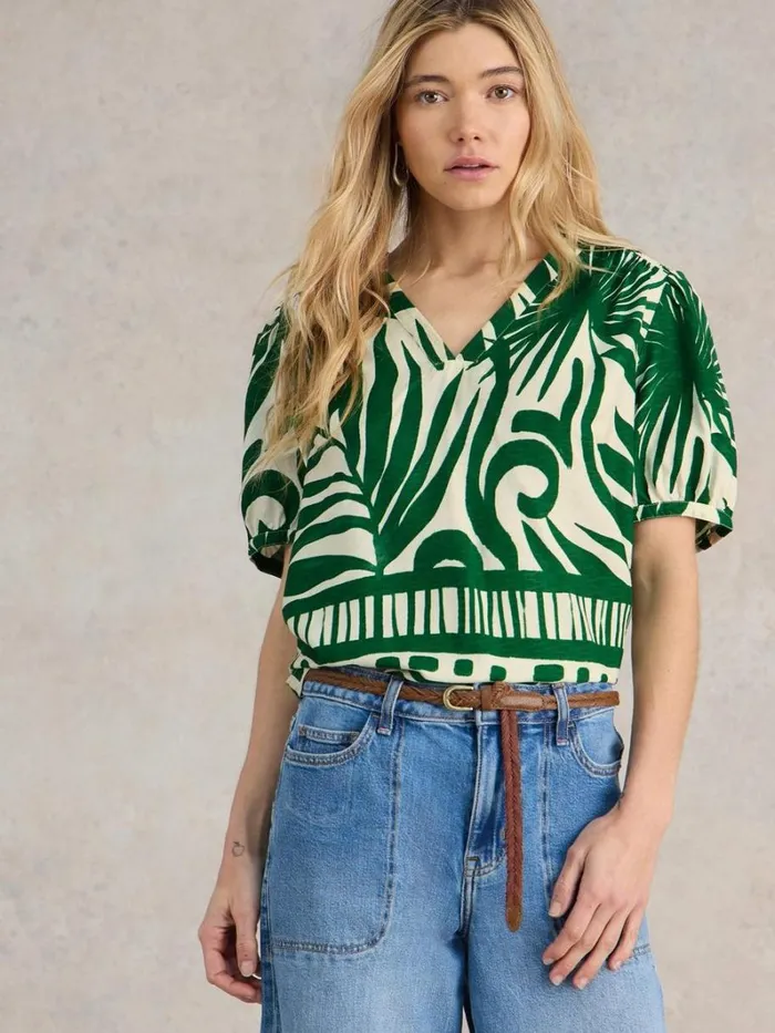 White Stuff SHIRTS and BLOUSES Elisa Eco Vero Top Green Print 8211 Women White Stuff SHIRTS and BLOUSES Elisa Eco Vero Top Green Print 8211 Women