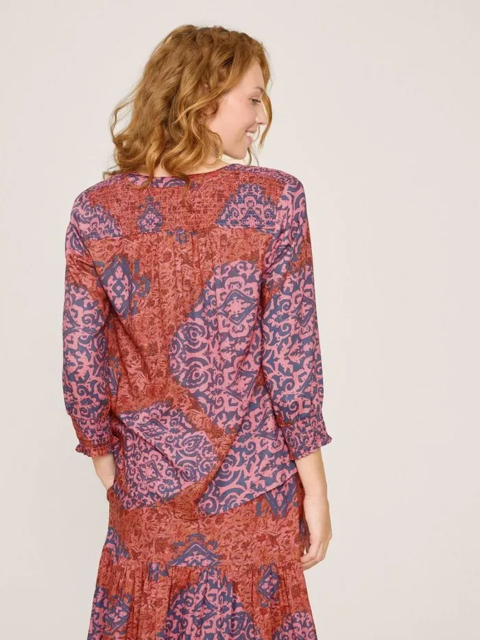 White Stuff SHIRTS and BLOUSES Elisa Eco Vero V Neck Top Red Multi 8211 Women